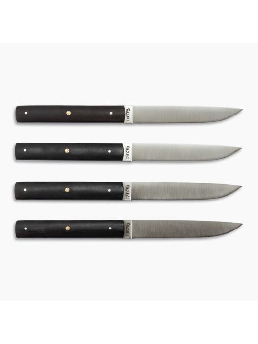 4 Couteaux à Steak non dentelés en bois d'ébène - Hazaki