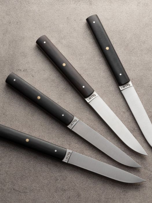 4 Couteaux à Steak non dentelés en bois d'ébène - Hazaki