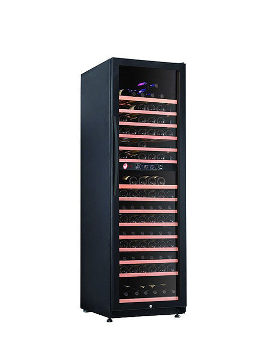 Cellier 174 bouteilles avec porte vitrée Full Glass et 2 zones (Noir)- Vinum