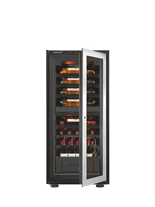 Cellier Inspiration M- 2 zones -Porte vitrée en inox- 51 bouteilles- Eurocave