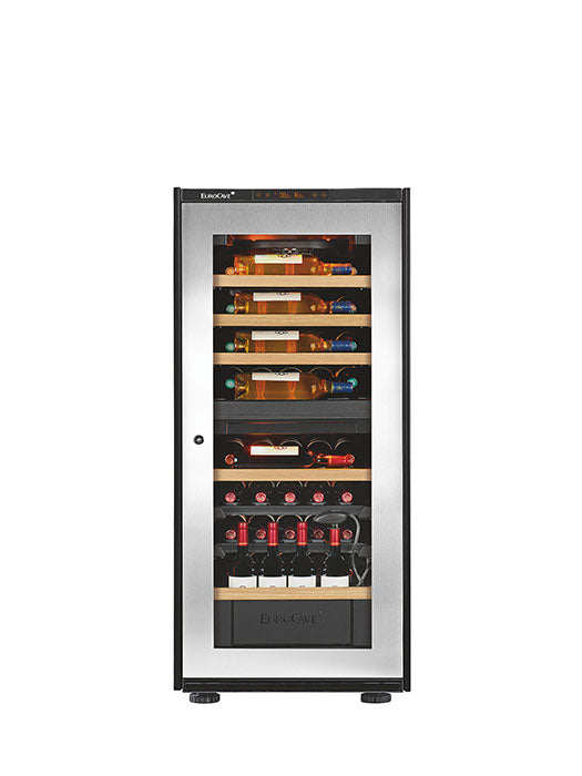 Cellier Inspiration M- 2 zones -Porte vitrée en inox- 51 bouteilles- Eurocave
