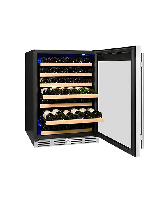 Cellier 60 bouteilles avec porte vitrée avec cadre (Inox)- Vinum