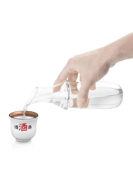 Ensemble de 4 Verres et Carafe à Saké blanc givrée - Final Touch