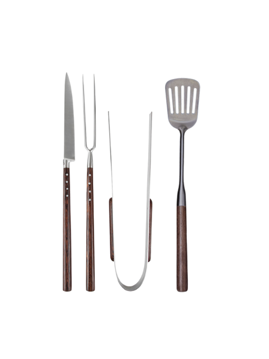 Set Barbecue  (4 pièces avec étui cuir) - Laguiole en Aubrac