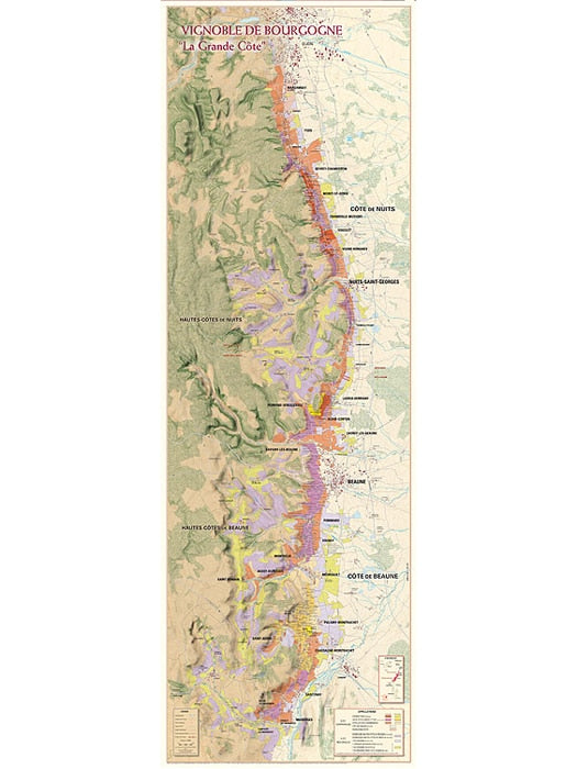 Carte des vignobles de Bourgogne